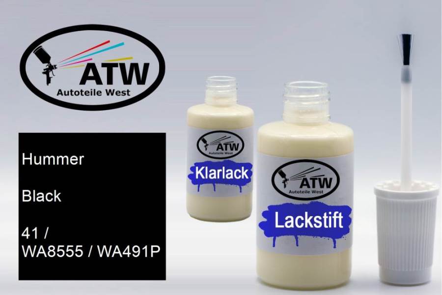 Hummer, Black, 41 / WA8555 / WA491P: 20ml Lackstift + 20ml Klarlack - Set, von ATW Autoteile West.